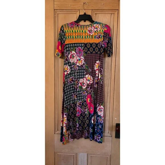 Johnny Was Womens Maggie Multi-Pattern Floral Stretch Midi Dress XS Pink SP NWOT - Picture 9 of 12